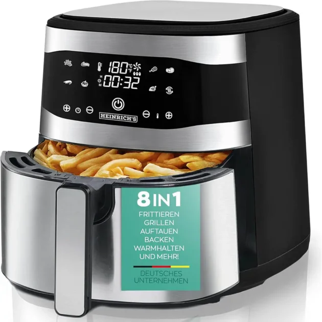 Friteuse sans Huile Heinrich's 8L - 8 programmes-Ecran tactile LED 1800W Germany