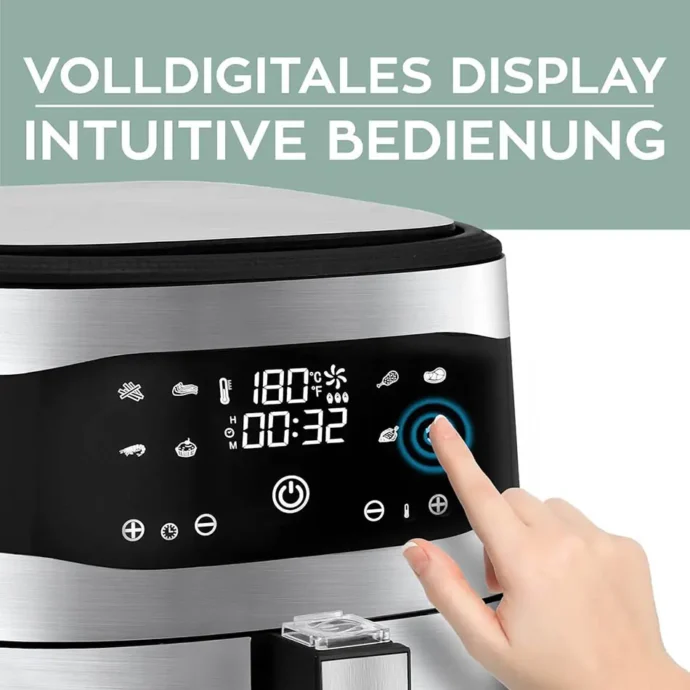 ⁦Friteuse sans Huile Heinrich's 8L - 8 programmes-Ecran tactile LED 1800W Germany⁩ - الصورة ⁦8⁩
