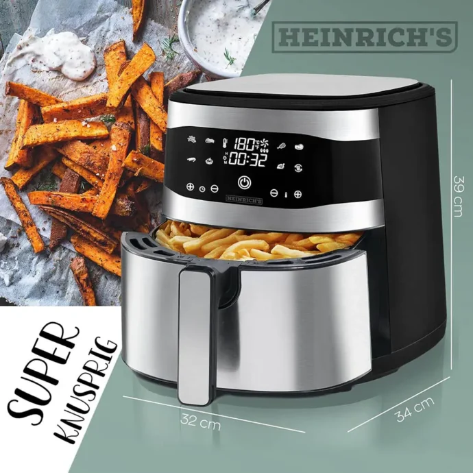 ⁦Friteuse sans Huile Heinrich's 8L - 8 programmes-Ecran tactile LED 1800W Germany⁩ - الصورة ⁦2⁩