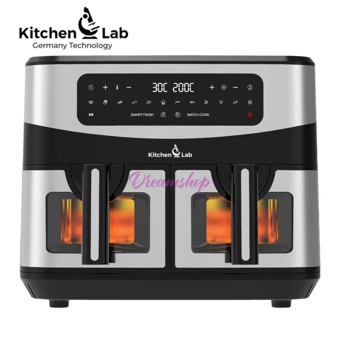 Kitchen Lab Friteuse Sans Huile 2 Panier 9L 2400w مقلاة كهربائية مزدوجة من كيتشن لاب بحجم 4.5 لتر + 4.5 لتر