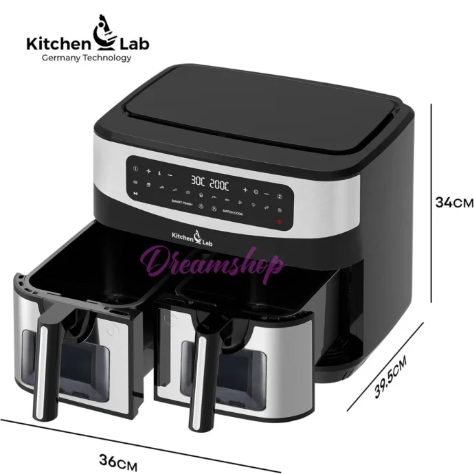 ⁦Kitchen Lab Friteuse Sans Huile 2 Panier 9L 2400w مقلاة كهربائية مزدوجة من كيتشن لاب بحجم 4.5 لتر + 4.5 لتر⁩ - الصورة ⁦3⁩