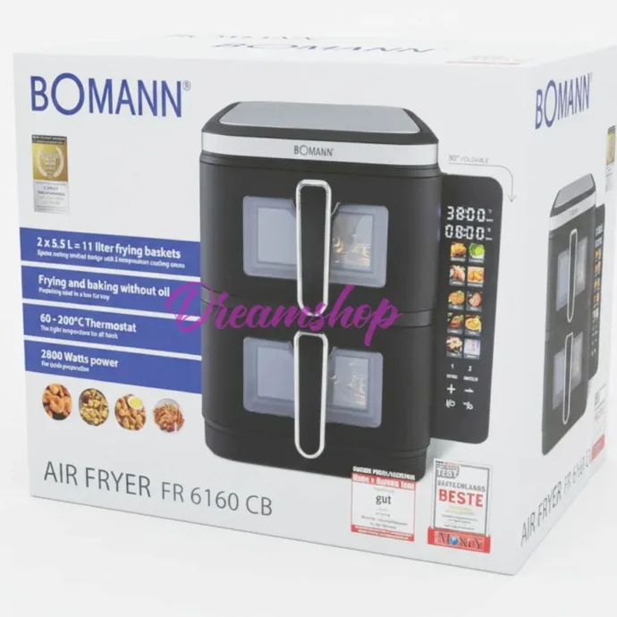 ⁦BOMANN GERMANY FRITEUSE SANS HUILE DOUBLE TIRROIRS DUALZONE 11L 2800W⁩ - الصورة ⁦10⁩