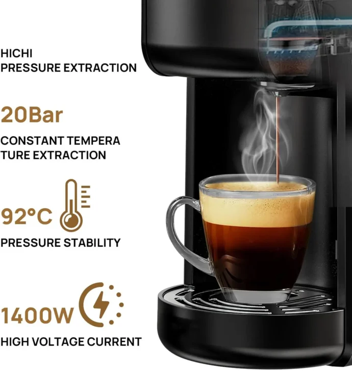 ⁦MultiSmart Machine À Capsules Inox 20Bar - 4 En 1 - Dolce Gusto / Nespresso / Poudre / Dosette⁩ - الصورة ⁦4⁩
