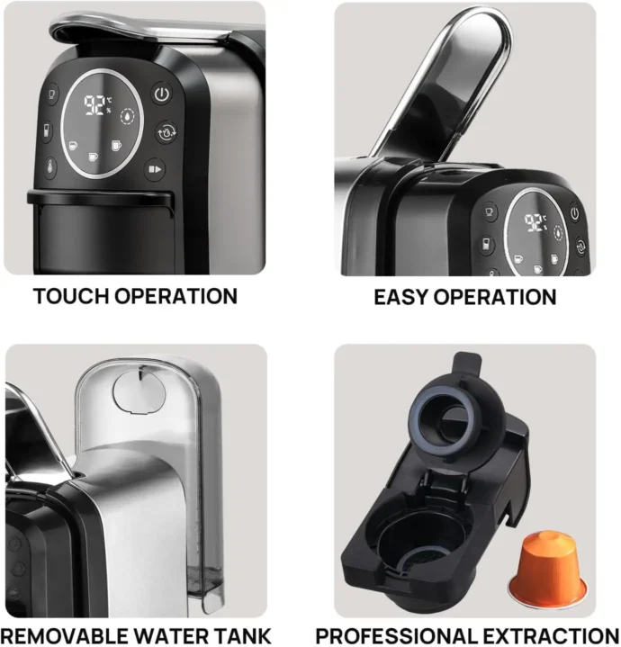 ⁦MultiSmart Machine À Capsules Inox 20Bar - 4 En 1 - Dolce Gusto / Nespresso / Poudre / Dosette⁩ - الصورة ⁦3⁩
