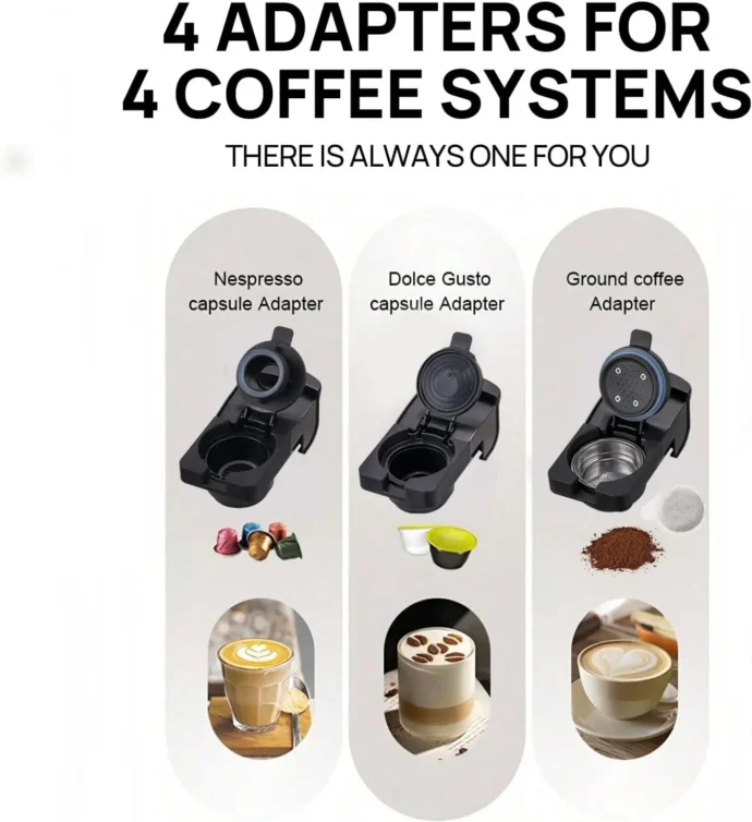 ⁦MultiSmart Machine À Capsules Inox 20Bar - 4 En 1 - Dolce Gusto / Nespresso / Poudre / Dosette⁩ - الصورة ⁦2⁩