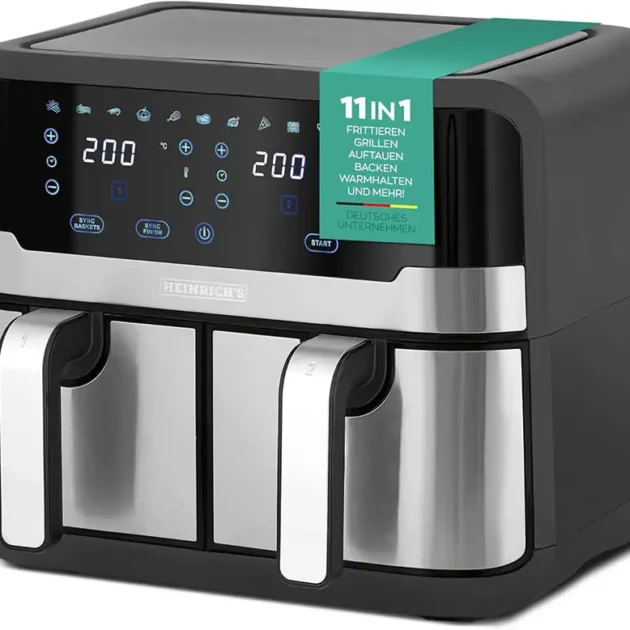 Heinrich Bauer Friteuse Sans Huile Air Fryer Double Bac 2400W 9L
