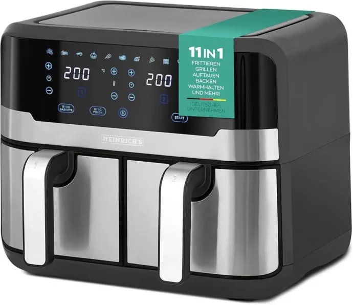 Heinrich Bauer Friteuse Sans Huile Air Fryer Double Bac 2400W 9L