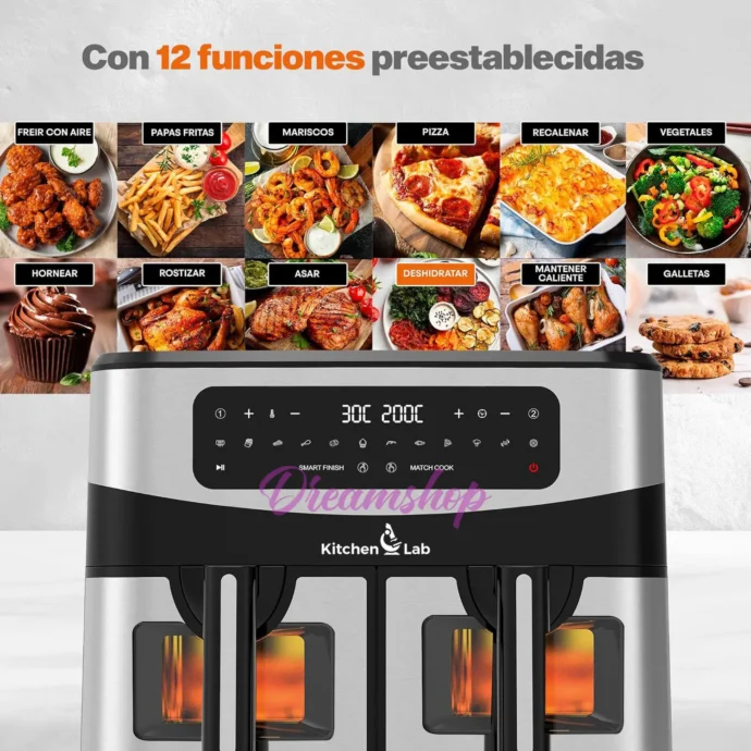 ⁦Kitchen Lab Friteuse Sans Huile 2 Panier 9L 2400w مقلاة كهربائية مزدوجة من كيتشن لاب بحجم 4.5 لتر + 4.5 لتر⁩ - الصورة ⁦5⁩