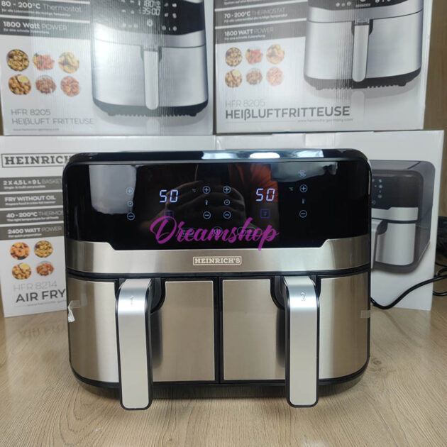 Heinrich Bauer Friteuse Sans Huile Air Fryer Double Bac 2400W 9L