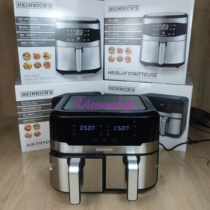 ⁦Heinrich Bauer Friteuse Sans Huile Air Fryer Double Bac 2400W 9L⁩ - الصورة ⁦4⁩