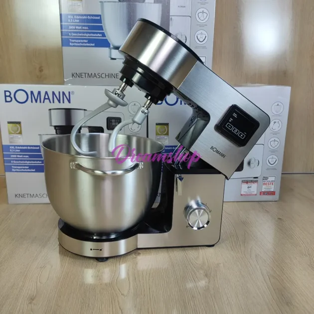 Bomann Germany Robot Pétrin Multifonction 8.3L Inox Double Crochet 2000Wv