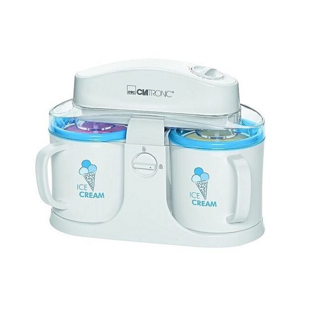 Clatronic Machine A Crème Glacée / Yaourt Glacé / Sorbets – 2 X 500 Ml- Icm 3650/4 – Blanc