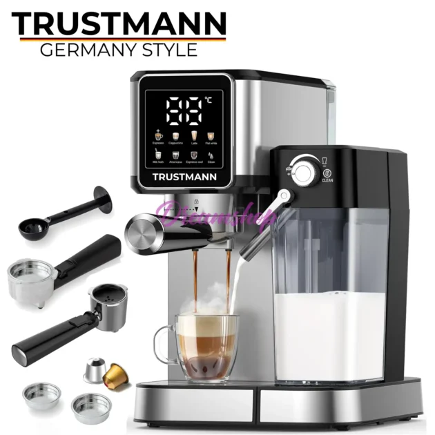 Machine à Café Expresso TRUSTMANN 20 Bar - 6 En 1 1350 WATTS