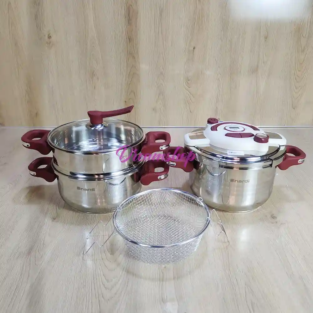 Nardi Cocotte 8 Pièces - inox 18/10 - 5+7 Litres CLIPSO + JOINT - الصورة 4