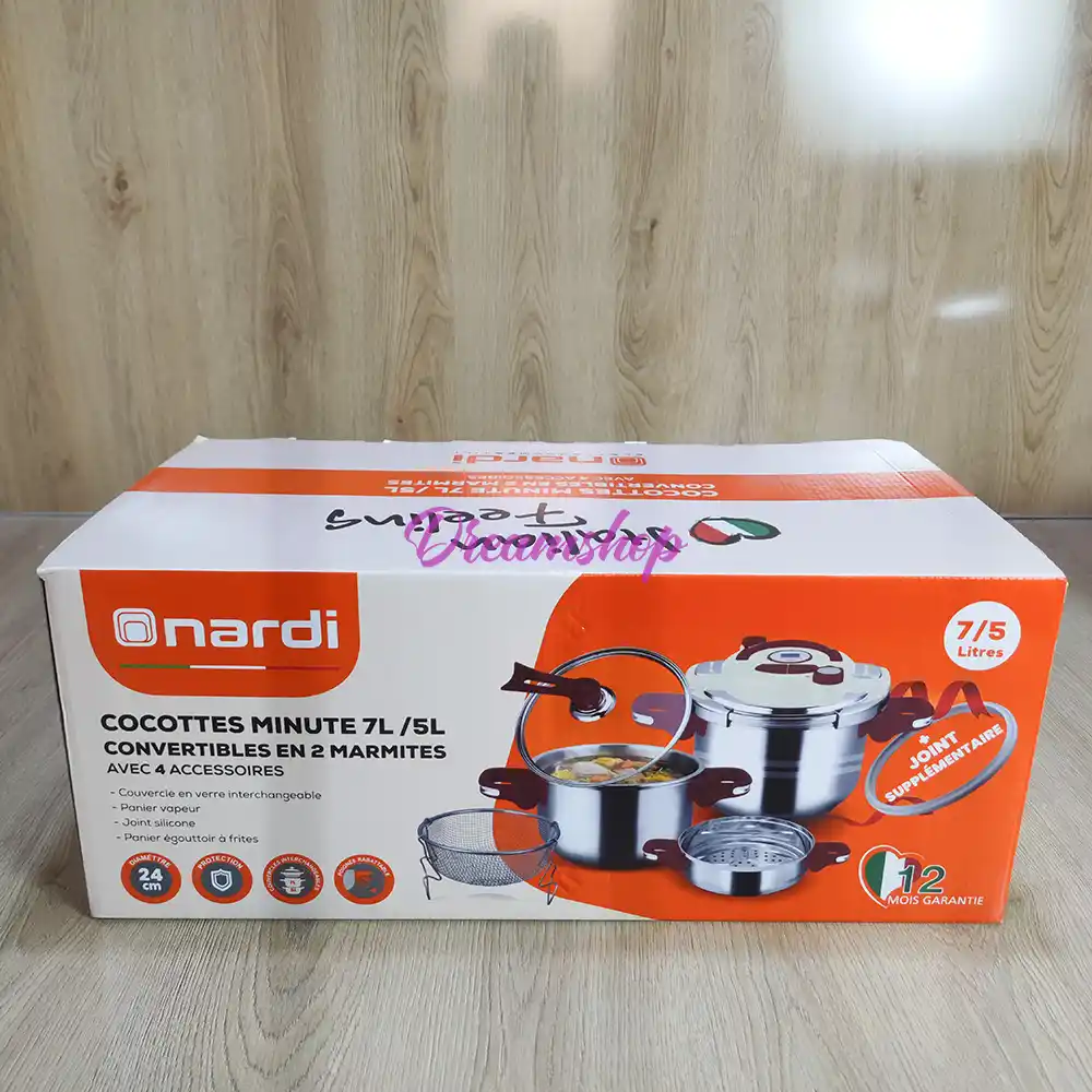 Nardi Cocotte 8 Pièces - inox 18/10 - 5+7 Litres CLIPSO + JOINT - الصورة 3