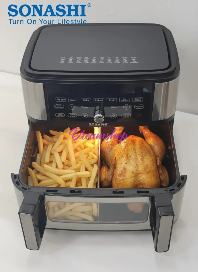 ⁦Friteuse – Air fryer Numérique Double Bac 10L 2600 W  Sonashi SAF-115⁩ - الصورة ⁦3⁩