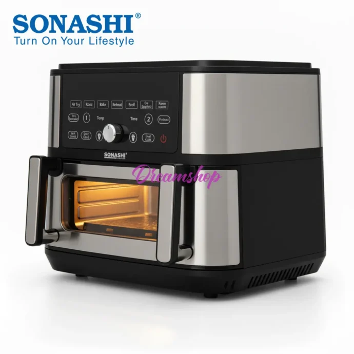 ⁦Friteuse – Air fryer Numérique Double Bac 10L 2600 W  Sonashi SAF-115⁩ - الصورة ⁦4⁩