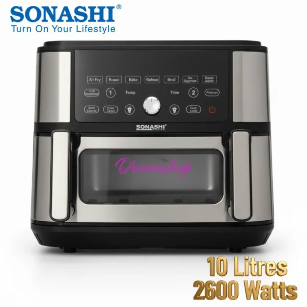 Friteuse – Air fryer Numérique Double Bac 10L 2600 W  Sonashi SAF-115