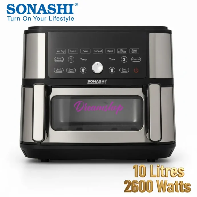 Friteuse – Air fryer Numérique Double Bac 10L 2600 W  Sonashi SAF-115
