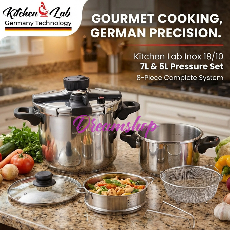 Cocotte Minute CLIPSO KitchenLab Technologie Germany 18/10 5+7 Litres 8 Pièces + Timer