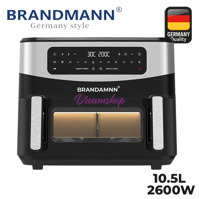 Friteuse à air sans Huile avec un Panier séparer en 2 10.5L 2600W | BRANDMANN