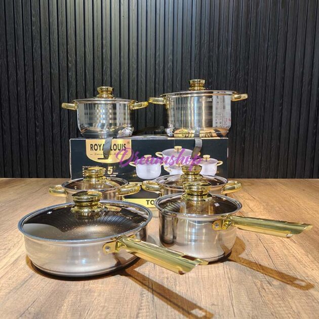 طقم قدور رويال لويس ستانلس ستيل 12 قطعة - جودة ألمانية وتصميم فاخر.
